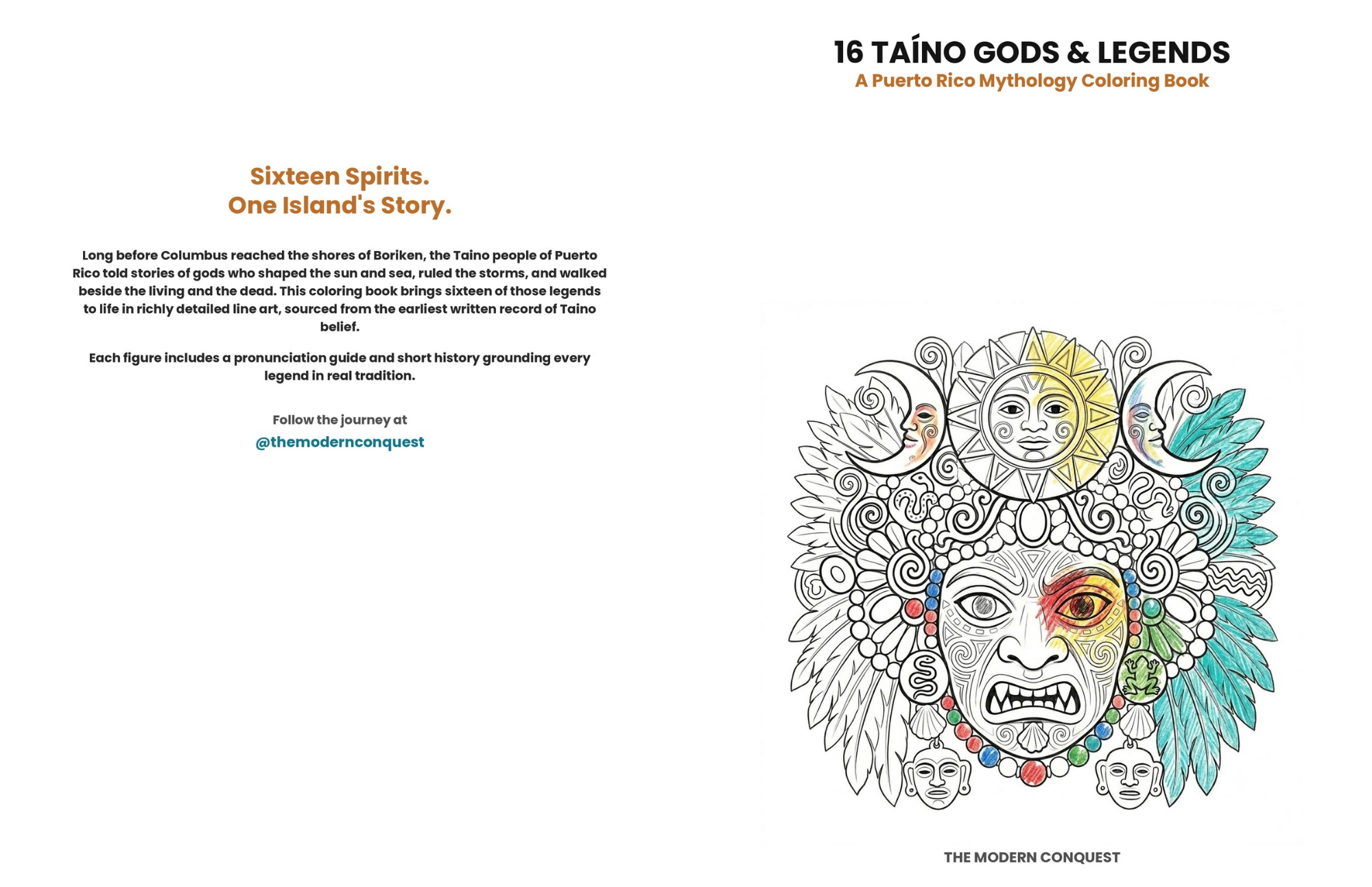 16 Taíno Gods & Legends — A Puerto Rico Mythology Coloring Book